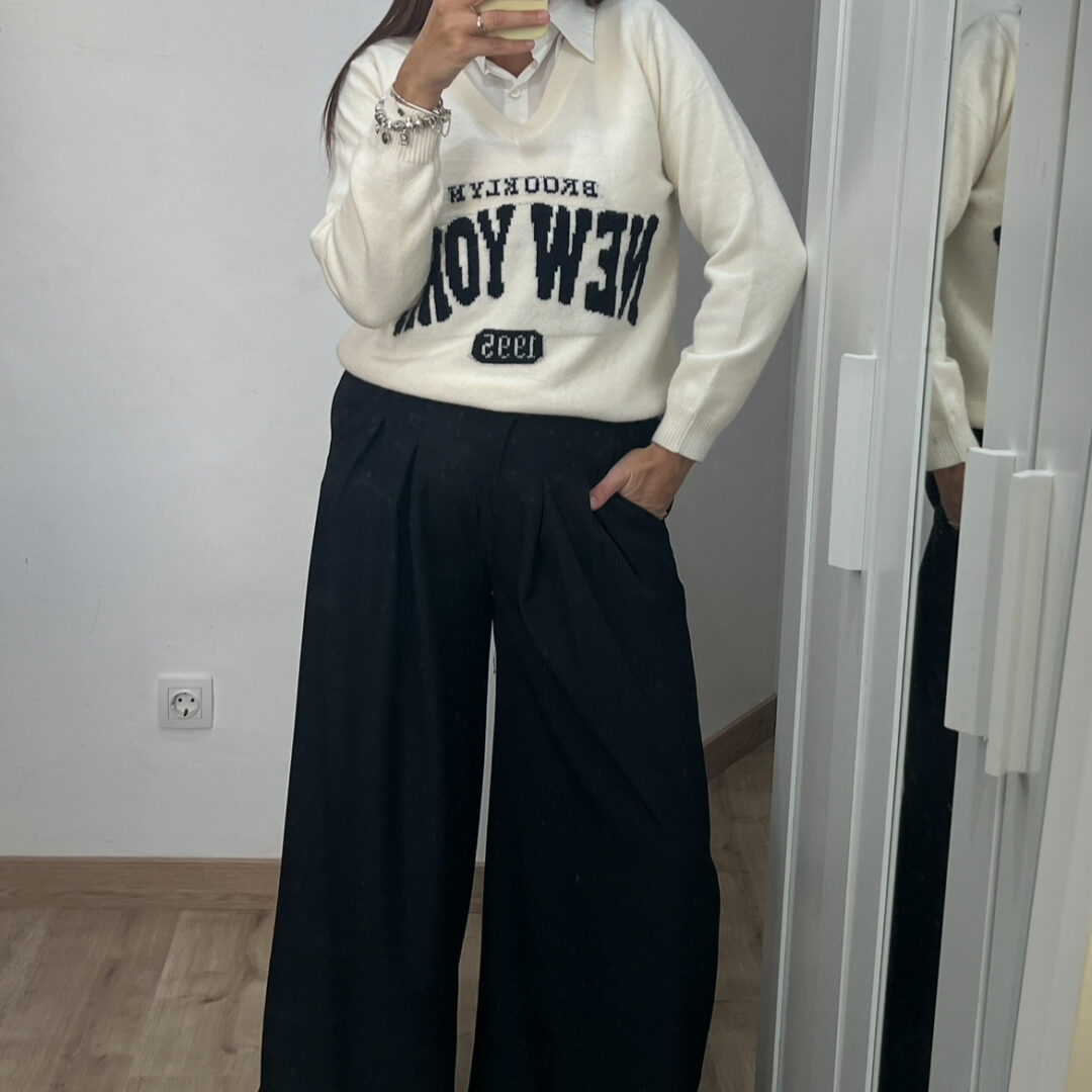 Jersey cuello camisa Blanco