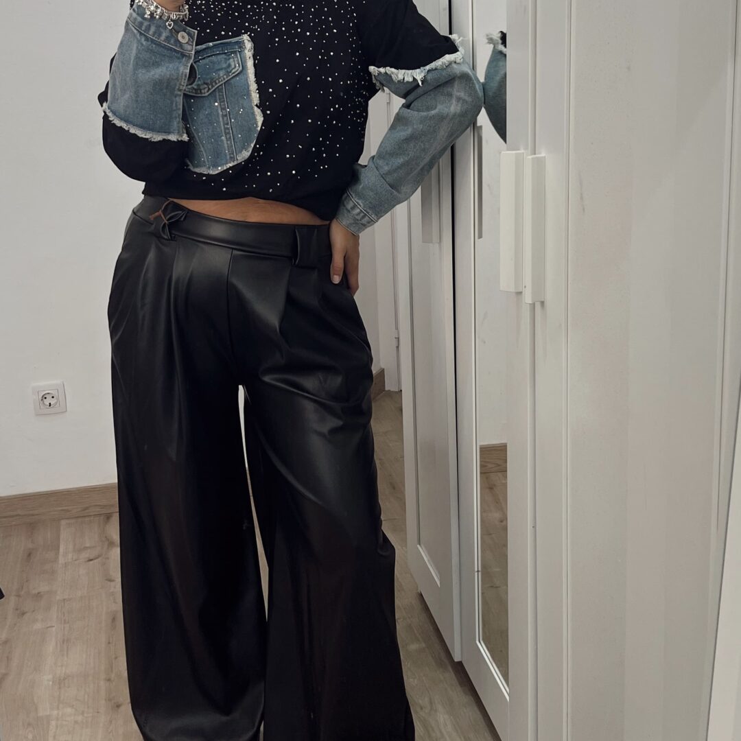 Pantalón polipiel negro