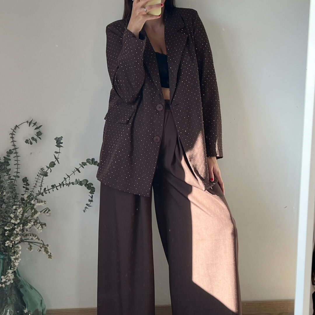 Americana brillos Marrón