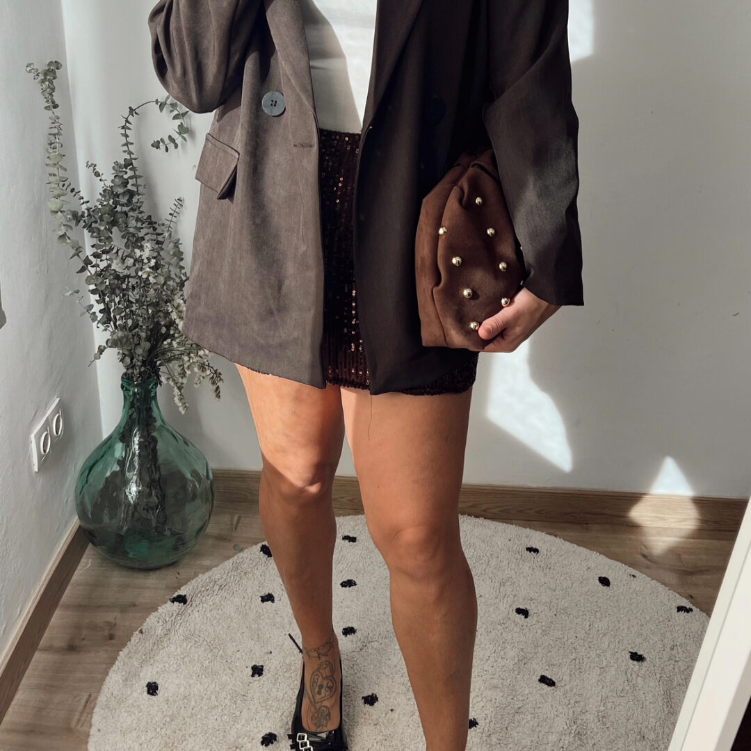 Falda lentejuelas Marrón