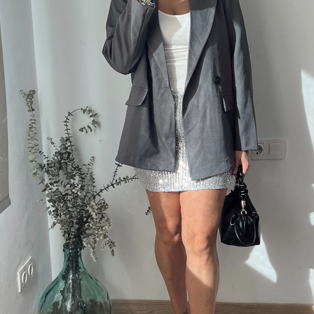 Falda lentejuelas Plateada