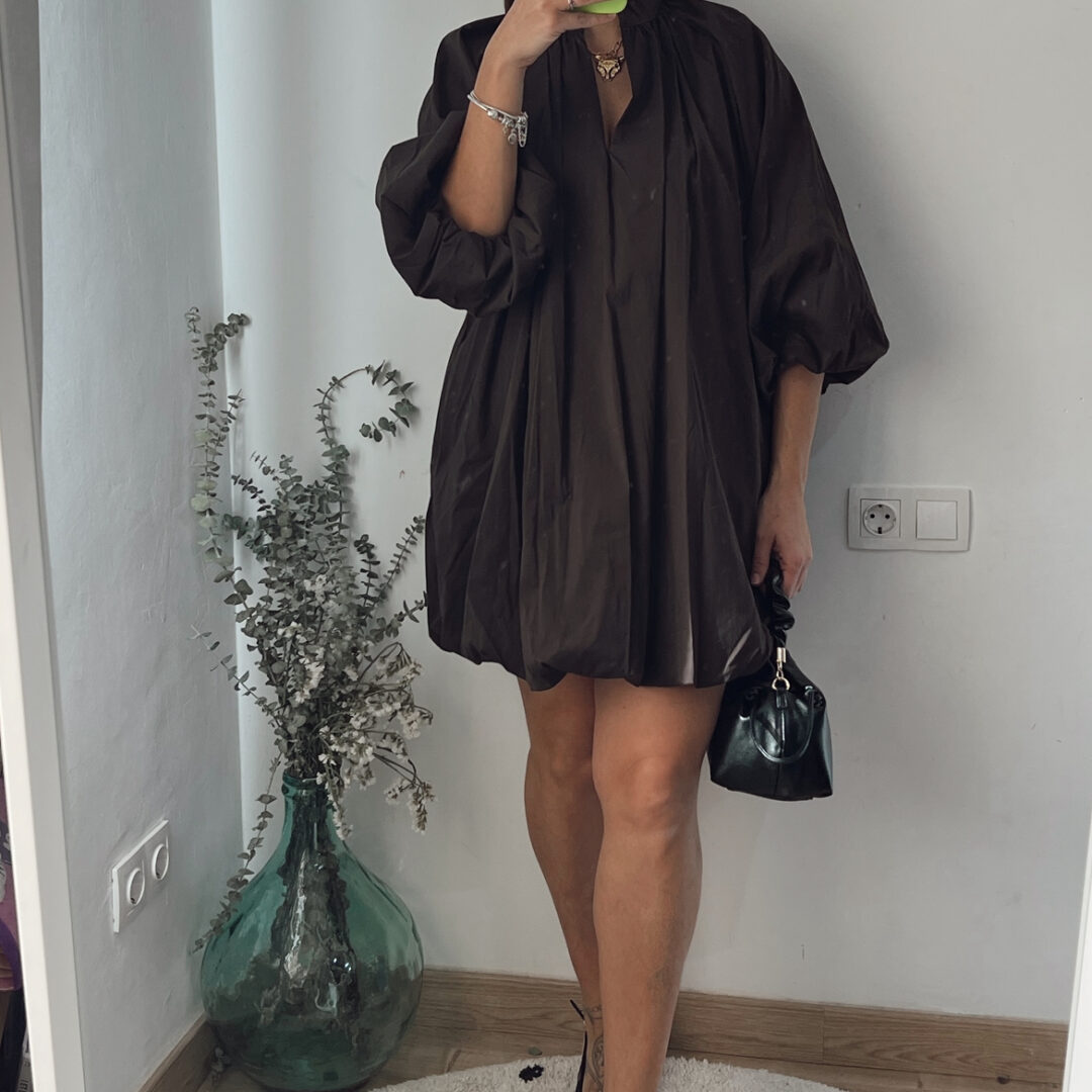 Vestido Globo Marrón