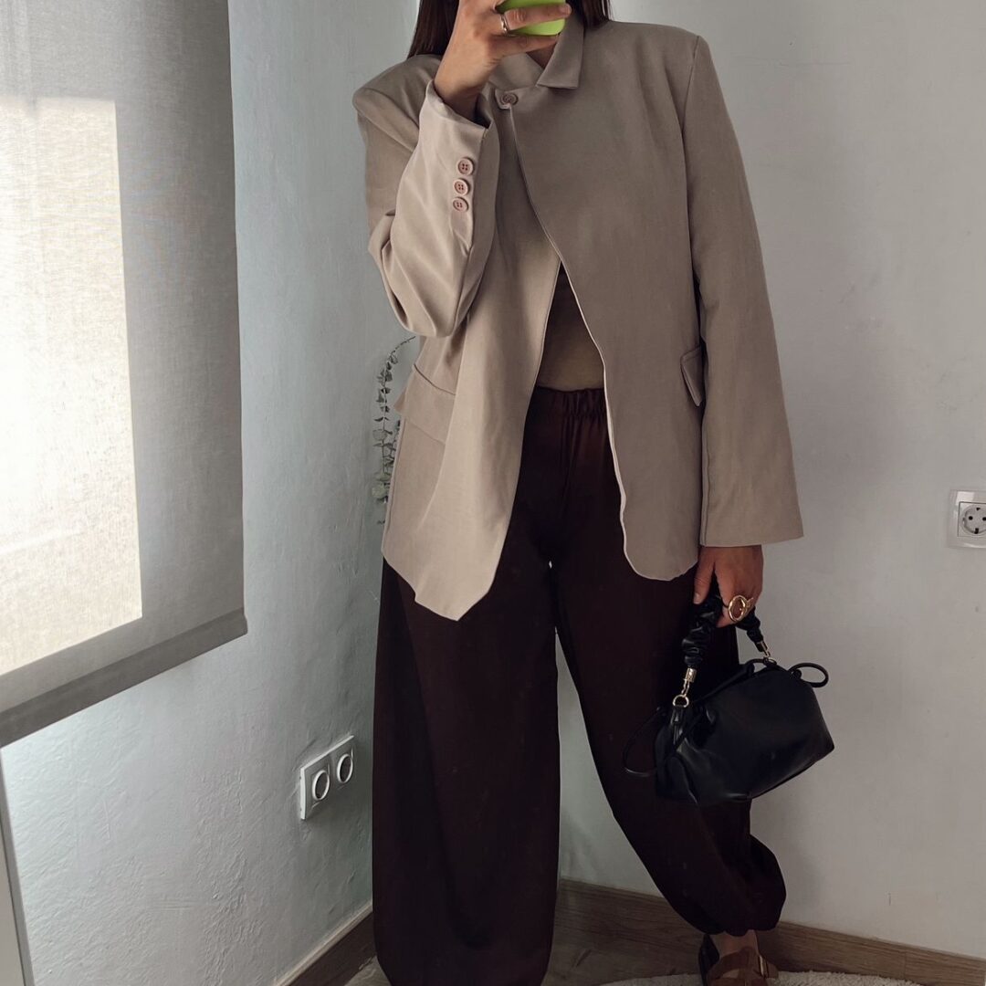 Blazer botón Taupé