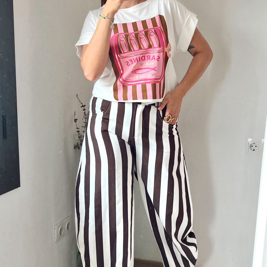 Pantalón Rayas marrón/blanco