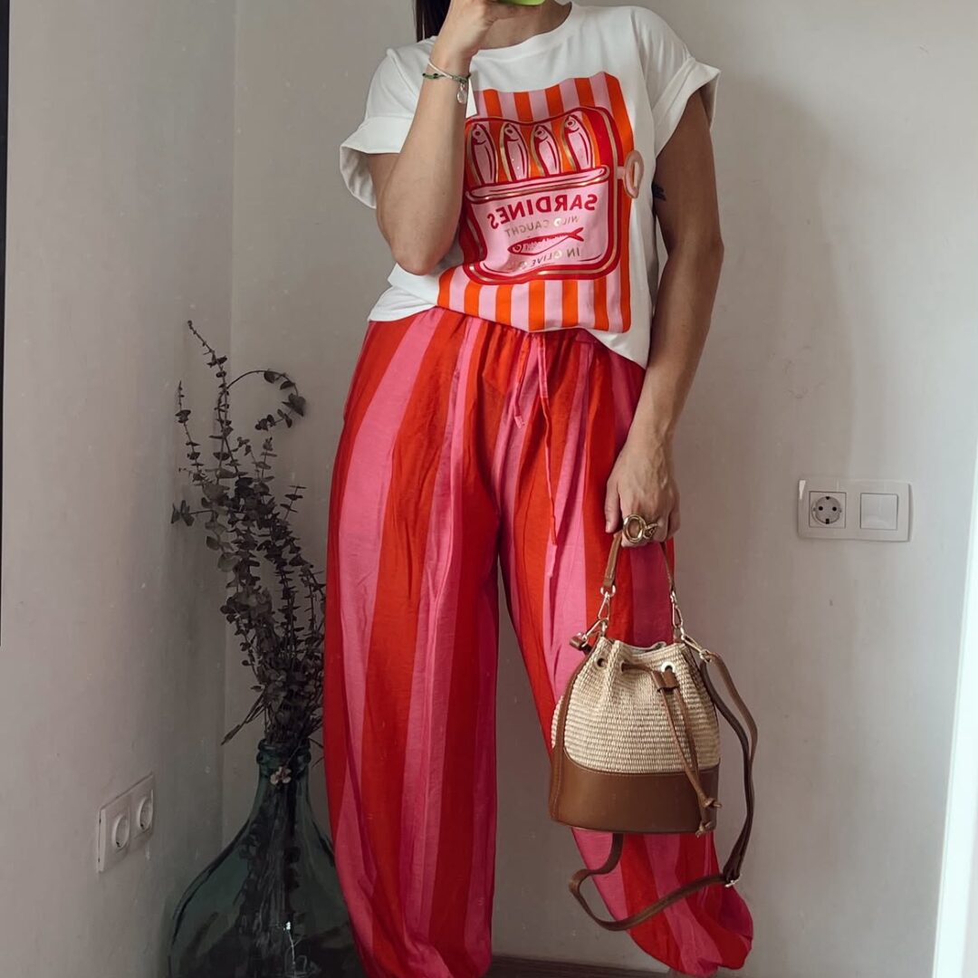 Pantalón rayas Naranja y Fucsia