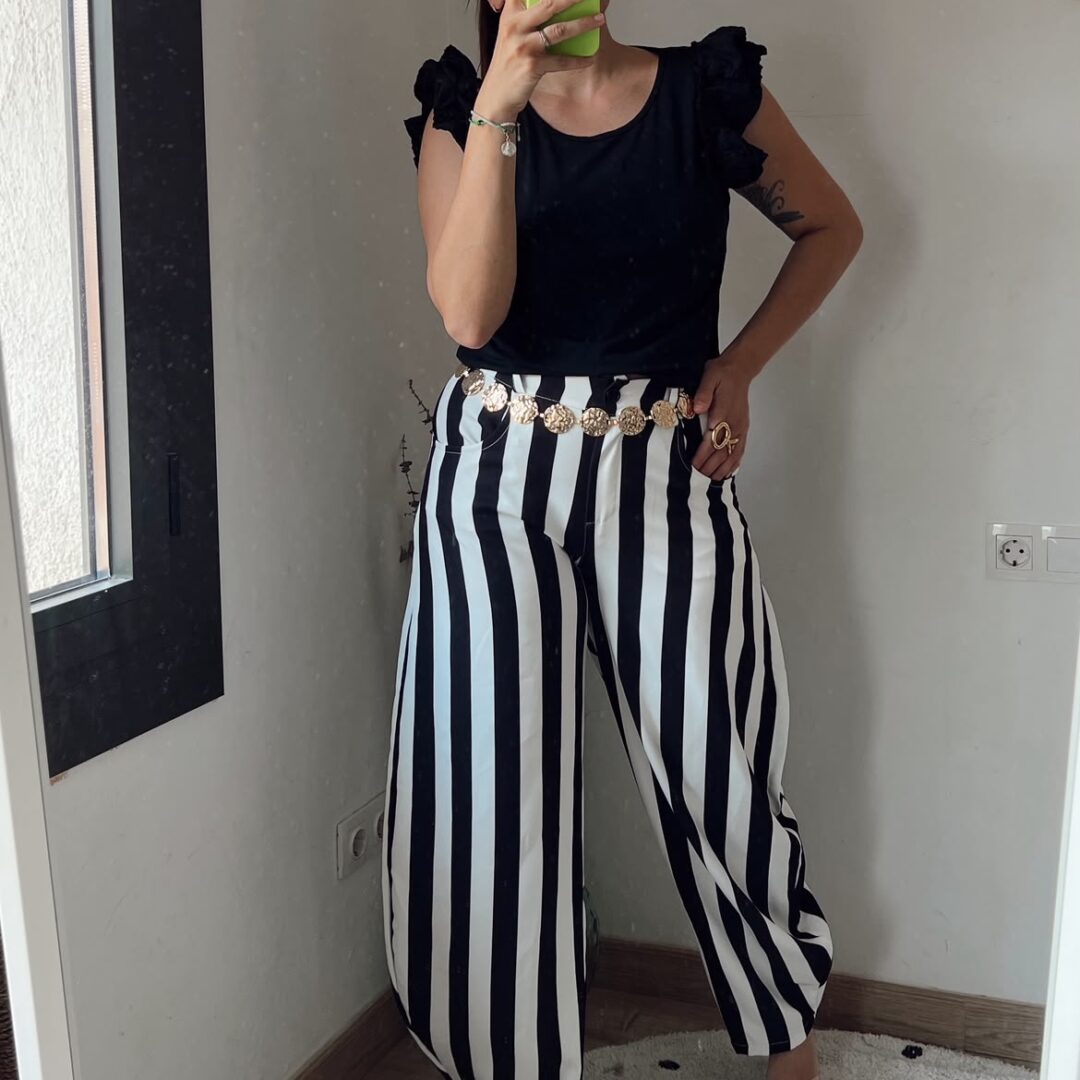 Pantalón Rayas negro/blanco