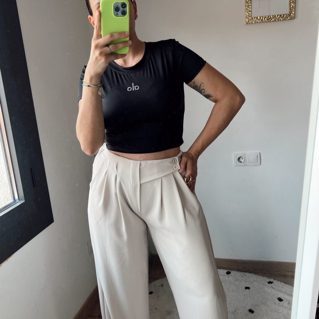 Pantalón Seda Beige