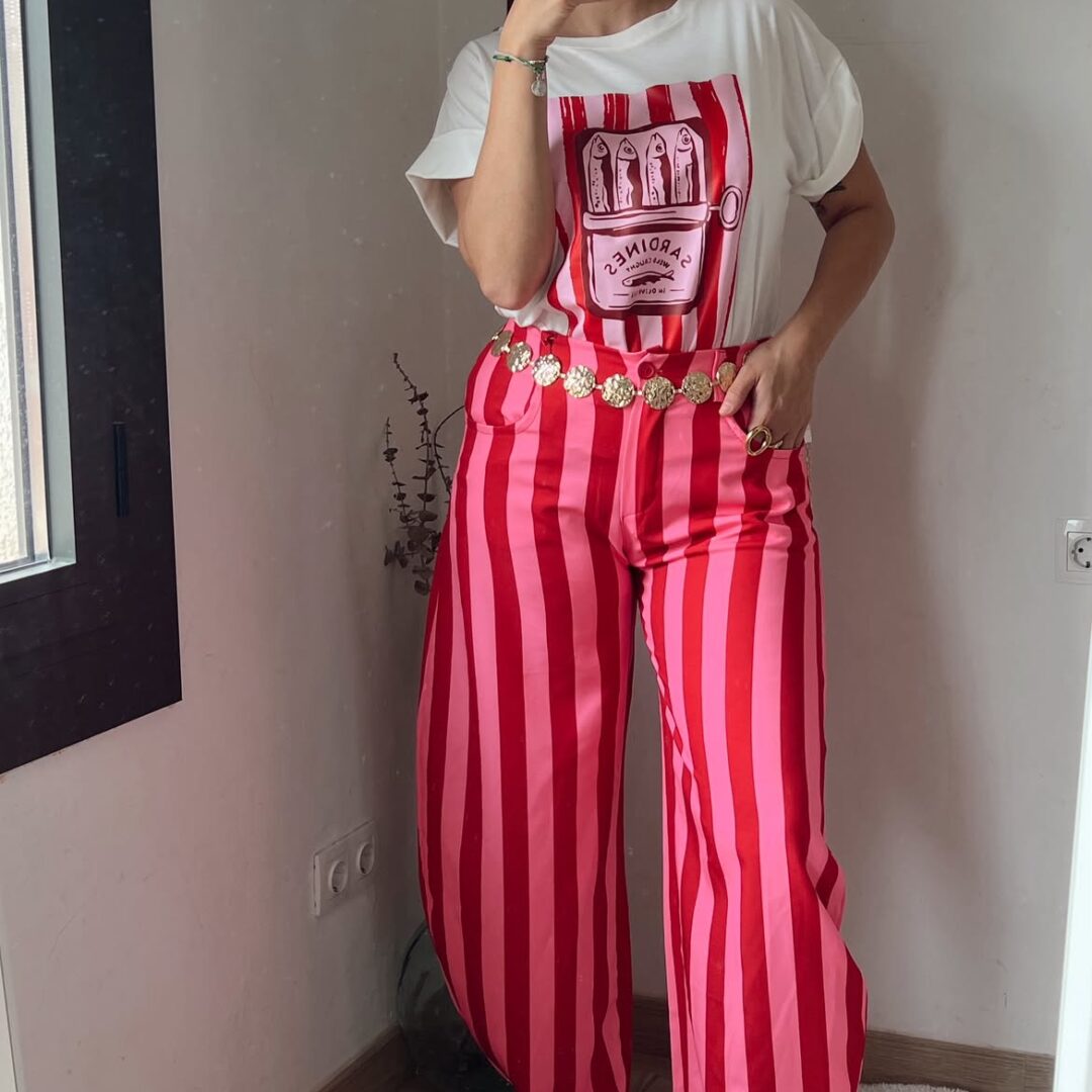 Pantalón Rayas Fucsia/Rojo